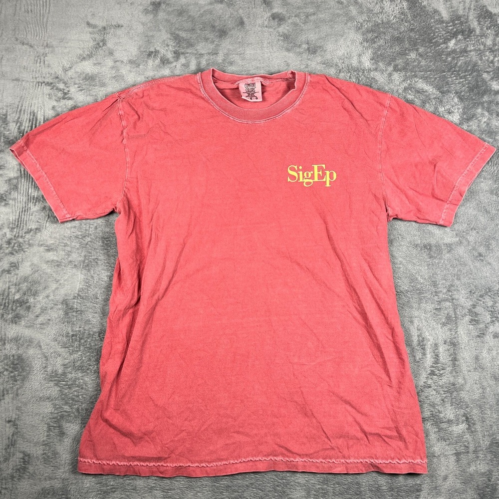 Comfort Colors T Shirt Mens Large Pink SigEp Fourth Of July Graphic Print Cotton